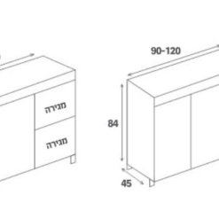 מידות ארון אמבטיה עומד - ספיר 60 70 80 90 100 120