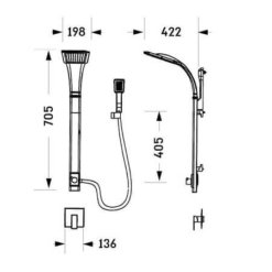 מידות מוט פינוק לאמבטיה טולדו