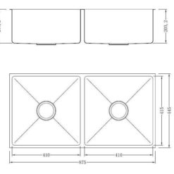 מידות כיור נירוסטה כפול דגם אוקאדה חברת שוני