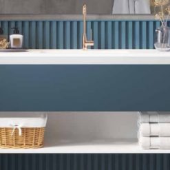 ארון אמבטיה נובו תא פתוח גוון כחול עמוק עם כיור אינטרגרלי