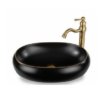 כיור מונח אובלי שחור מט עם פס זהב 56 סמ 9854mbg