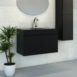 ארון אמבטיה עומק 40 עם כיור זכוכית קנברה