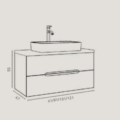 ארון אמבטיה 60 70 80 90 100 120 מידות