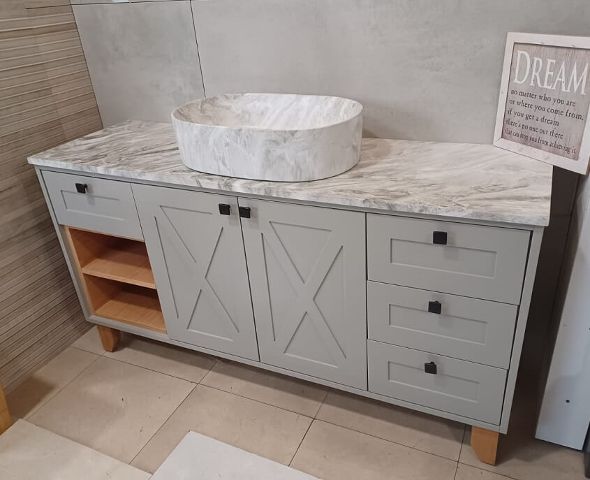 שיש לארון אמבטיה ומשטח קוריאן לאמבטיה