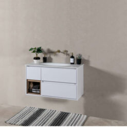 ארון אמבטיה תלוי 80 100 120 נועם משטח קוריאן לבן