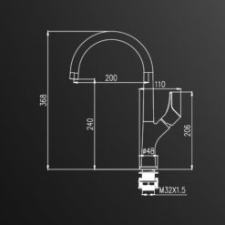 ברז לכיור מונח ברבור מידות
