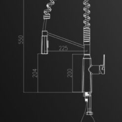 ברז מטבח דמוי תעשייתי שחור בשילוב ניקל מידות