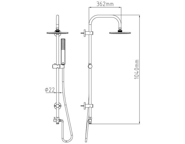 מוט לאמבטיה בגימור כרום עיצוב מרובע – תמונה 2