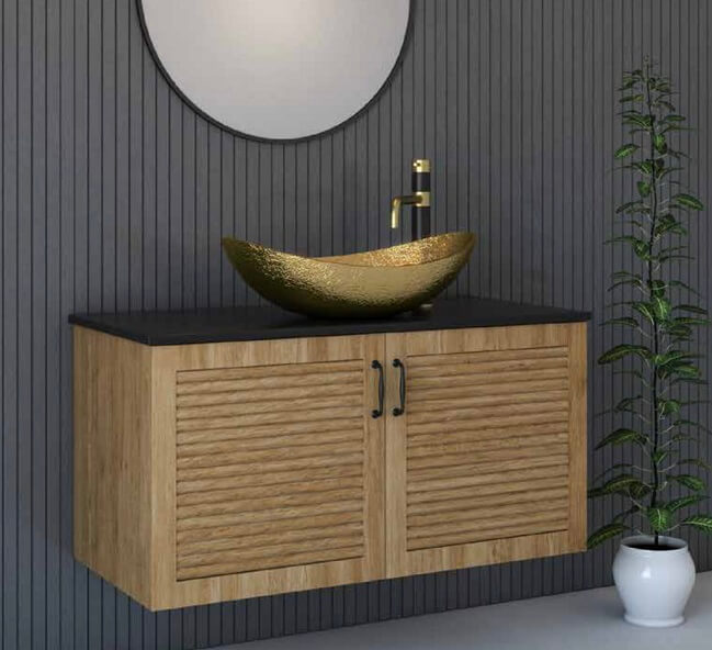 ארון אמבטיה 60 80 100 דגם אופק עץ – תמונה 2