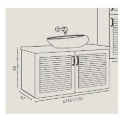 מידות ארון אמבטיה עץ דלתות אופק