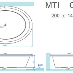 מידות אמבטיה אובלית 2 מטר על 140 סמ MTI-97 (1)