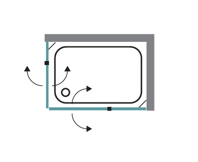 מקלחון פינתי 2 דלתות ו2 דפנות 80*80 ו90*90 – תמונה 2