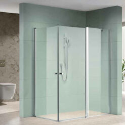 מקלחון ניקל פינתי שתי דלתות ודופן קבועה