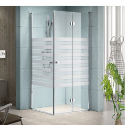 מקלחון פינתי דלת פנימה החוצה ודלת מתקפלת