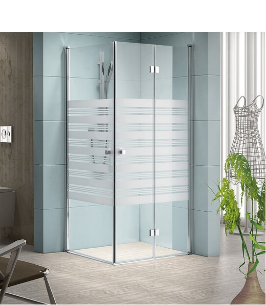 מקלחון פינתי דלת פנימה החוצה ודלת מתקפלת