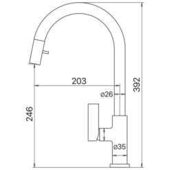 מידות ברז מטבח חמת flow 304469