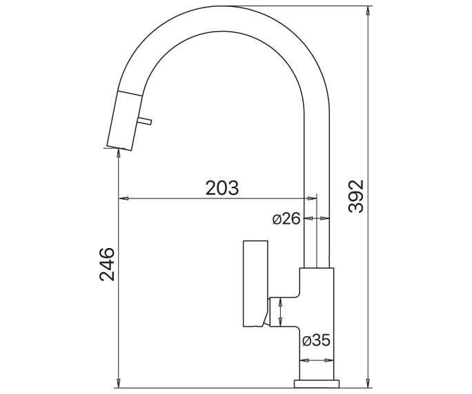 מידות ברז מטבח חמת flow 304469