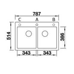 מידות כיור מטבח כפול הוריזן 210 בלנקו גרניט