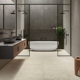 ריצוף לאמבטיה Sintesi_Frammenti_Bagno_Bianco_Fumo