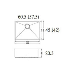מידות כיור נירוסטה אייפל 60