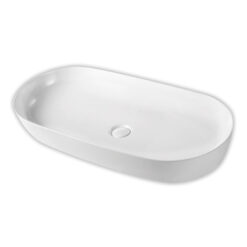 כיור מונח אובלי רוחב 80 לבן מבריק