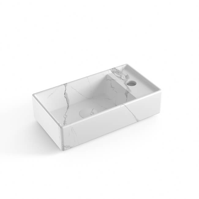 כיור מונח מלבני עם חור לבן מט קלקתא 41 על 22