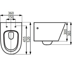 שרטוט אסלה תלויה טורנדו