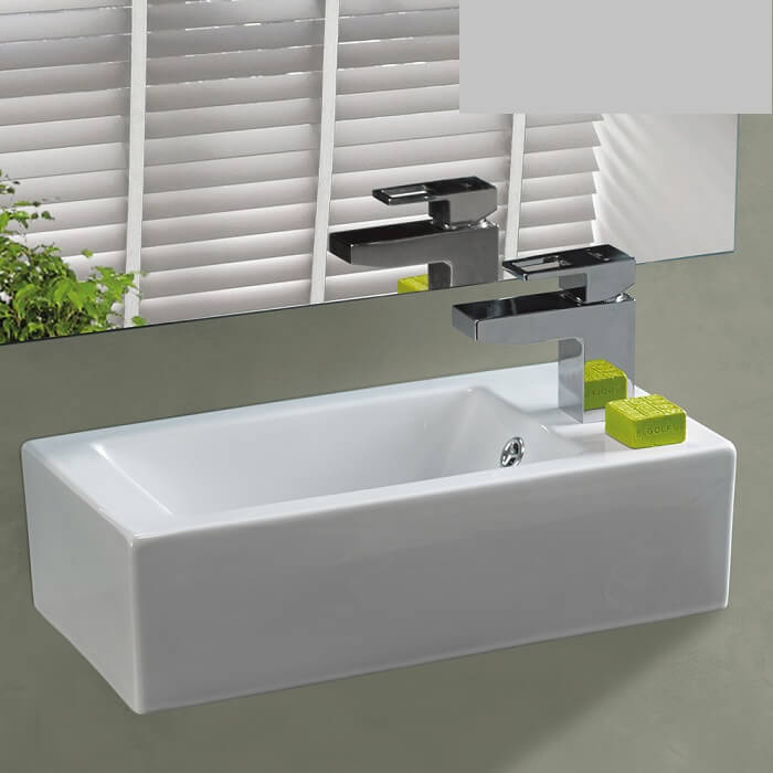 כיור תלוי 50 על 25 לבן מבריק