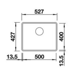 מידות כיור מטבח סבליין 500-F גרניט בלנקו