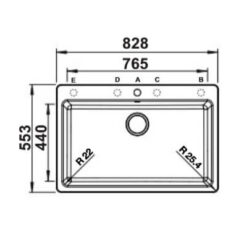 מידות כיור מטבח ליבן 85 LIVEN בלנקו גרניט