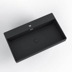 כיור תלוי 80 100 סמ שחור מט עם או ללא חור