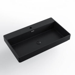 כיור תלוי 80 100 שחור מט עם או ללא חור