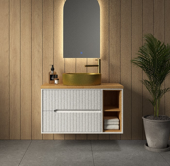 ארון אמבטיה פסים עם תא פתוח בוצר 80 100 120