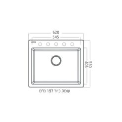 כיור חרסה 60 שרטוט