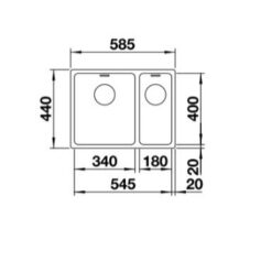 מידות כיור מטבח בלנקו אנדאנו 180-340-if נירוסטה
