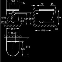 שרטוט אסלה תלויה גרואה BAU