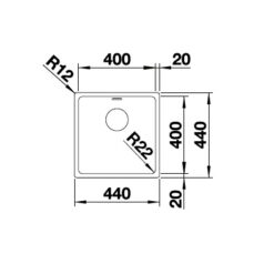 שרטוט כיור נירוסטה אנדאנו 400-IF בלנקו למטבח