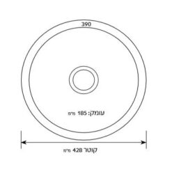 שרטוט כיור נירוסטה עגול אמבר